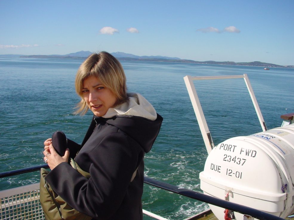 Me on the Rothesay - Wemyss Bay Ferry on our first visit to Mount Stuart, Isle of Bute