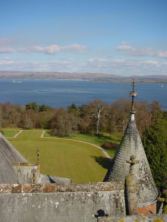 view from mount stuart across the isle of bute